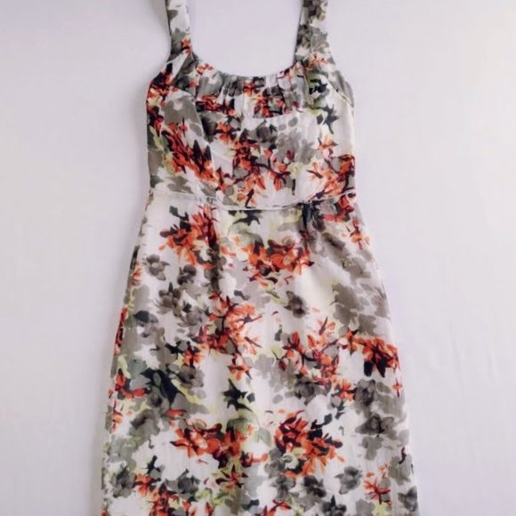 BANANA REPUBLIC Silk blend Dress sz 0 - Orange Blossom Sleeveless Pleated - Picture 2 of 8